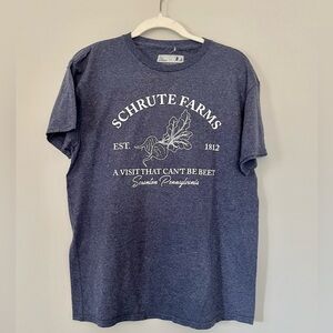 The Office Schrute Farms Unisex Medium Navy Heather Tee Shirt NWOT